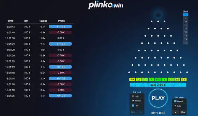 Plinko रियल कैश गेम 1win